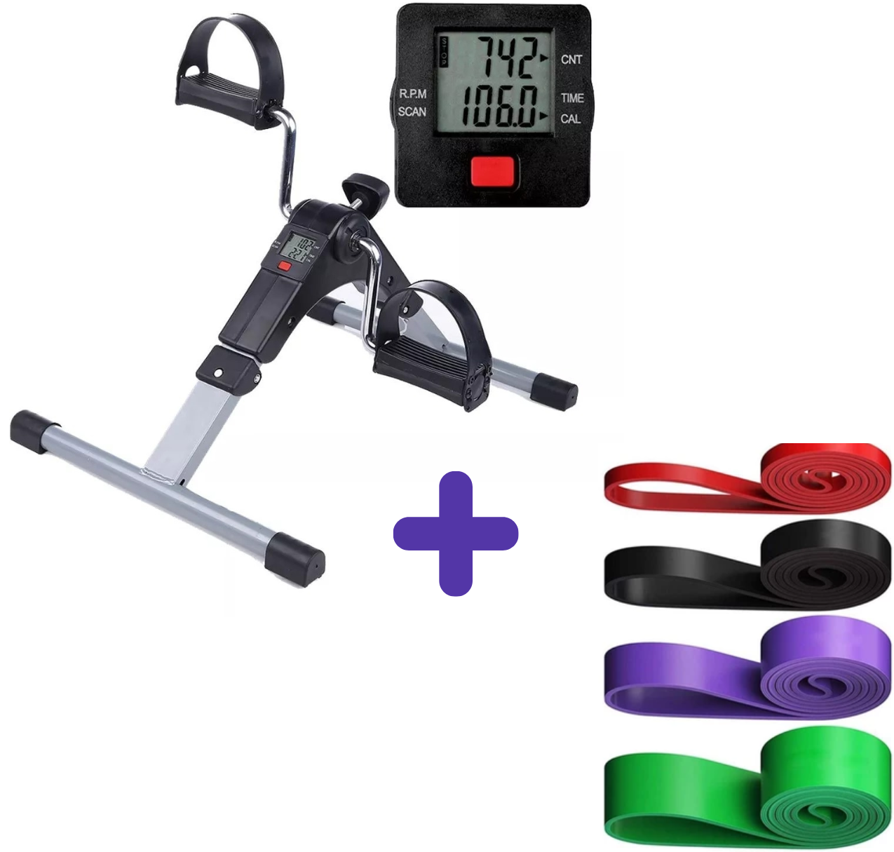 Mini bike MOVI VIDA™ Pro com tela digital e kit de 5 elásticos